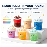 Lot de 4 jouets anti-stress mignons en forme de gobelet, en mousse PU, sensoriels et à presser
