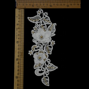 Parche de Encaje Bordado con Flores de Crochet con Cuentas de Cordón Dorado, Aplique de Guipur Barroco, <span class=keywords><strong>Material</strong></span> de Nailon para Ropa de Moda Occidental - Product Image 5