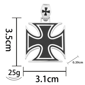 จี้กางเขนแบบไม่ซีดจาง สแตนเลส 316L ไทเทเนียมสตีลเคลือบเอนาเมลสไตล์วินเทจ สร้อยคอจี้กางเขนแฟชั่นสำหรับผู้ชาย - Product Image 2