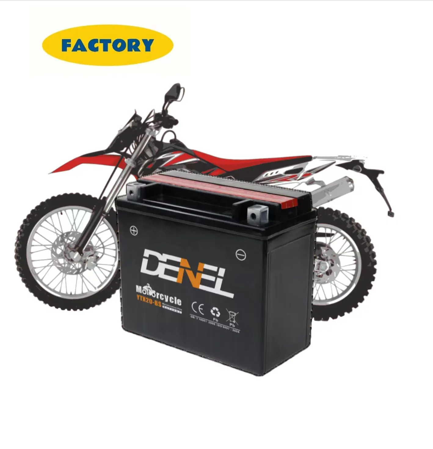 Batteria al piombo 12v 18ah di Denel YTX20L-BS con la batteria calda del motociclo di vendite di denel