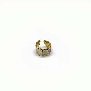 Fashion <b>Rings</b> 316L Stainless Steel PVD Gold Plating Heart Design <b>Adjustable</b> Size For Women Jewelry - Product Image 1