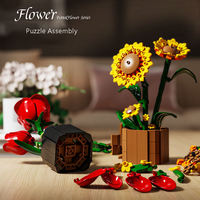 13034 Bloc de décoration florale en pot, modèle MOC, jouet de construction en plastique à petites particules pour enfants, cadeau pour fille