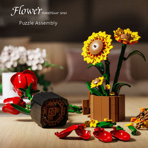 13034 Potted Flower Decoration Block Potted MOC Model Small Particle Assemble Building Block Plastic Toy for Kids <b>Girl</b> Gift - Product Image 3