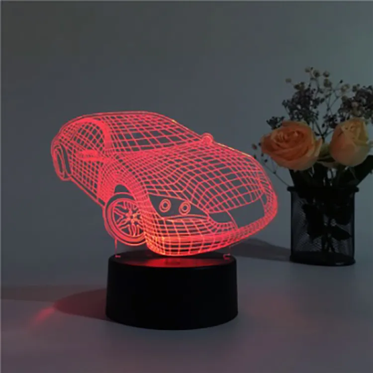 Lámpara 3D acrílica de diseño personalizado, figura de luz nocturna LED, lámpara de mesa táctil de 7 colores, luz de decoración de ilusión óptica