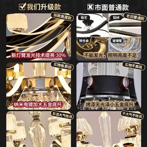 Minimalist Crystal Chandelier Led <b>Light</b> Round Multi Head Pendant <b>Light</b> For Living Room Hotel Villa Dining Room Dimmable <b>Remote</b> - Product Image 3