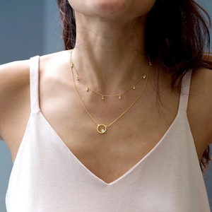 Collar ROXI con Colgante Redondo de Circonita, Cadena Exquisita de Oro de 18k, Collar de Plata - Product Image 4