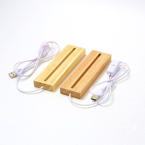 Hiện đại <span class=keywords><strong>LED</strong></span> ấm trắng ánh sáng ban đêm vuông cao su gỗ cơ sở với khắc thiết kế nhà máy bán buôn cho phòng ngủ bầu không khí chiếu sáng - Product Image 1