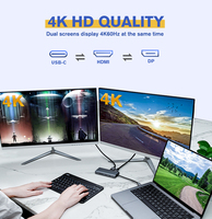 Station d'accueil USB C 8 en 1 avec 4K HDMI 100W PD USB 3.0 RJ45 Ethernet SD/TF Adaptateur de port de lecteur de carte Hub USB Type C
