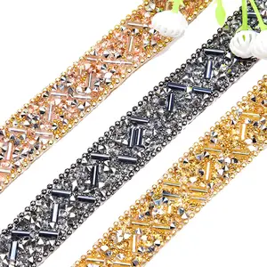 Rhinestone Chain 1.2cm DIY Diamond Mesh Wrap Roll Crystal Rhinestones Chain Trim Ribbon Decoration Applique Flatback