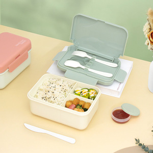 Fiambrera Bento Box para adultos con estilo lindo, 2 compartimentos y tapas, incluye utensilios, para hombres y mujeres - Product Image 2