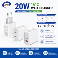 Vente d'usine - Chargeur mural USB C double port 20W 1A1C avec charge rapide PD, adaptateur secteur avec certifications CE FCC PSE UKCA pour iPhone et téléphone Android