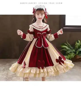 Đầm Công Chúa Đầm Dự Tiệc Màu Trơn Ren Hoa Cho Bé Gái Trẻ Em