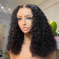 Perruques Bob en cheveux humains, sans colle, ondulées profondes, cheveux vietnamiens bruts, perruques Bob en cheveux humains, Lace Front, bouclées crépues pour femmes noires