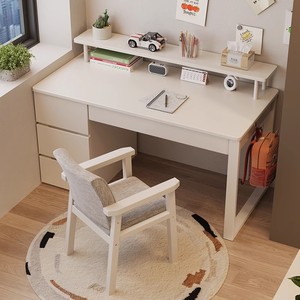 Sillas de escritorio de oficina de madera maciza de estilo minimalista nórdico con cajón de almacenamiento para el hogar, estudio para niños, uso en la oficina - Product Image 3