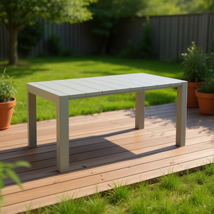 Tavolo da Esterno Homeera in Plastica ABS Grigia, Arredamento Minimalista e Resistente per Patio, Terrazza e Giardino - Product Image 2