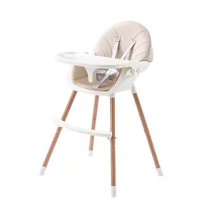 baby wooden high chair Durable portable feeding solid wood baby dining high chair wooden with tray for baby