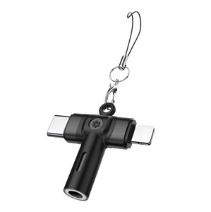 <span class=keywords><strong>Adaptateur</strong></span> USB C 2 en 1 vers prise AUX 3,5 mm avec cordon, coque en métal en forme de T, convertisseur de prise casque, 3 options de couleur - Product Image 6