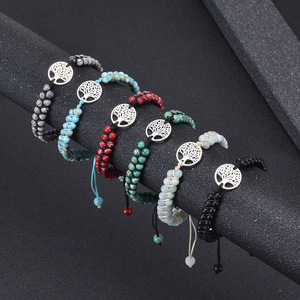 Bracelet de yoga double couche en cristal turquoise Charm Life, tissé à la main, en pierre naturelle, pour femme, motif <span class=keywords><strong>arbre</strong></span> de vie en forme de boule - Product Image 5