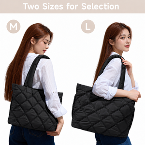 Sac fourre-tout matelassé léger en nylon pour femme, motif bonbon brodé, avec fermeture éclair, idéal pour le travail, les voyages et les week-ends – Collection Puffy Bag Factory - Product Image 6
