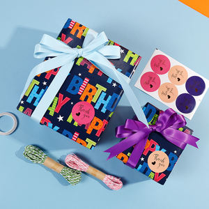Nuevo diseño de impresión de cumpleaños papel de regalo diario 43*300 cm Logo rollo de papel de embalaje - Product Image 3