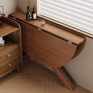 Solid Wood <b>Round</b> <b>Folding</b> Dining <b>Table</b> 25mm Thickness For Home Dining Room - Product Image 3