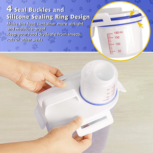 Fabrika doğrudan satış yüksek kalite taşınabilir kare Pet gıda saklama kapları büyük kapasiteli plastik 2-in-1 mutfak kullanımı için - Product Image 4