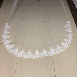 Velo da Sposa 3M a Strato Singolo con Bordo in Pizzo Bianco Avorio, Velo da Cattedrale Lungo, Accessori da Sposa Economici, <span class=keywords><strong>Veu</strong></span> De Noiva - Product Image 4