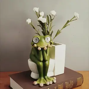 Frosch Tier Ornamente Heiße Tier Abstraktion Drei Frösche Solar Lampe Harz Handwerk Statue Für Home Living Dekorative Verzierung