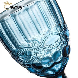 Moderno in tinta unita bicchieri da vino <span class=keywords><strong>Set</strong></span> 8oz lavabili in lavastoviglie multicolore goffrato in cristallo Vintage calici di vetro per festa di nozze - Product Image 4