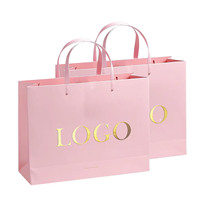 Sacs en papier personnalisés de luxe avec logo imprimé, poignée en ruban, pour vêtements, bijoux, shopping, cadeaux