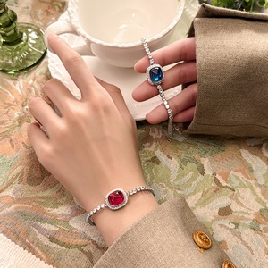 Wholesale Fashion Jewelry Eco-friendly <b>Copper</b> 10*12mm Multi-Color Sugar Loaf Zircon <b>Bracelet</b> for Trendy Statement Style - Product Image 6