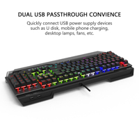 AIKUN GX920 kablolu RGB arkadan aydınlatmalı oyun klavye mekanik anahtarları multimedya tam boy klavye iki USB Hub siyah