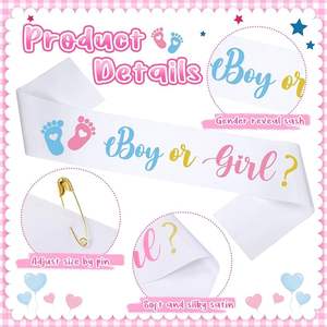 Écharpe de révélation de sexe garçon ou fille, écharpe de future maman, épingles de future papa avec bandeau fleuri et bracelet pour fête de révélation de sexe de bébé - Product Image 3