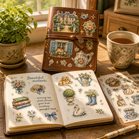 Autocollants personnalisés de fleurs botaniques, style Cottagecore, vintage, pour journal, en vinyle découpé, imperméables pour enfants
