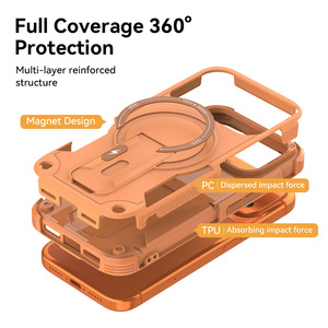 כיסוי טלפון עמיד בפני זעזועים עם מעמד מסתובב, מגן מצלמה נשלף מגנטי, עמיד בפני זעזועים, עבור אייפון 12 13 14 15 16 17 פרו מקס - Product Image 4