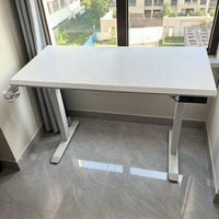 Meubles de bureau à domicile - Bureau ergonomique en bois avec structure métallique, réglable en hauteur électriquement, poste de travail informatique, table de bureau
