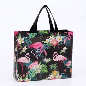 Custom Medium <b>Black</b> Apricot Splicing Waterproof Covered Non-woven Clothing Shopping <b>Bag</b> - Product Image 4