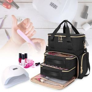Sac de rangement pour vernis à ongles multifonctionnel BSCI, nouveau design, double couche, avec étui pour sèche-ongles - Product Image 5