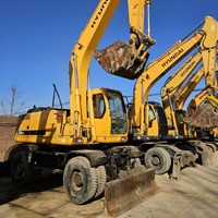 Excavatrice sur pneus d'occasion de haute qualité, modèle Hyundai210W-7 d'origine Corée du Sud, machine de terrassement d'occasion à vendre avec certification CE