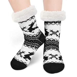 Chaussettes longues en polaire sherpa pour femmes, filles, Noël, tricotées, chaudes, d'hiver, pour l'intérieur, avec antidérapants - Product Image 2