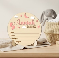 Panneau personnalisé en bois avec nom de bébé pour décoration de chambre d'enfant avec support, cadeau souvenir personnalisé pour nouveau-né, annonce de naissance pour baby shower