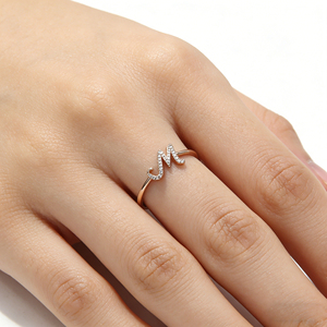 CUSTOM SILVER 10K/14K <b>GOLD</b> PLATED SOLID <b>GOLD</b> LAB GROWN DIAMOND ZICON ENGAGEMENT CLUSTER <b>RING</b> UNISEX CUTE ANNIVERSARY ALPHABET - Product Image 3