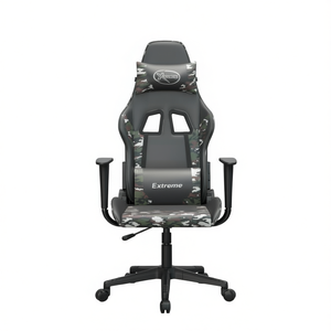 Sedia da Gaming in Ecopelle Mimetica con Braccioli Regolabili, Base Girevole, Reclinazione Manuale e Telaio in Acciaio - Product Image 1