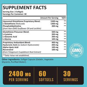 Private Label Liposomal Glutathione Softgels Support <b>Liver</b> Function Support Brain & Immune Function Health Youthful Skin - Product Image 2