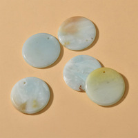 30mm Bubuk Batu Alam Kristal Putih Agate Potongan Bulat Giok Aksesoris DIY Gelang Kalung