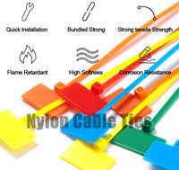Attaches de marqueur de câble en nylon étiquettes de cordon autobloquantes écrire sur des étiquettes de marque de fermeture éclair de fil Ethernet étiquette de marquage de puissance en nylon