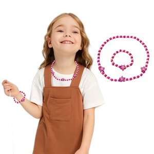 Ahşap boncuklu takı seti kolye ve bilezik kızlar partiler ve fotoğraf için aksesuarlar giyinmek Diy moda tulumları için - Product Image 3