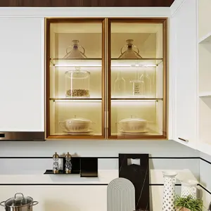 Moderne Minimalistische Lichte Luxe Design Melamine Keukenkasten Met Wandkast Set