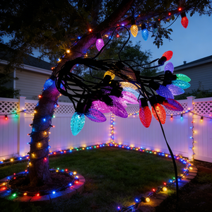 Guirlandes lumineuses LED RGB à changement de couleur, étanches, extérieures, avec télécommande Bluetooth, synchronisation musicale, contrôle par application, lumière ponctuelle LED extérieure continue - Product Image 5