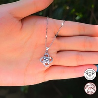 Collier pendentif fleur en moissanite couleur D VVS 6 mm, testeur de diamant, argent sterling 925, pour femme, bijoux fins